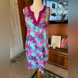 Lands' End Vibrant Floral Purple Dress